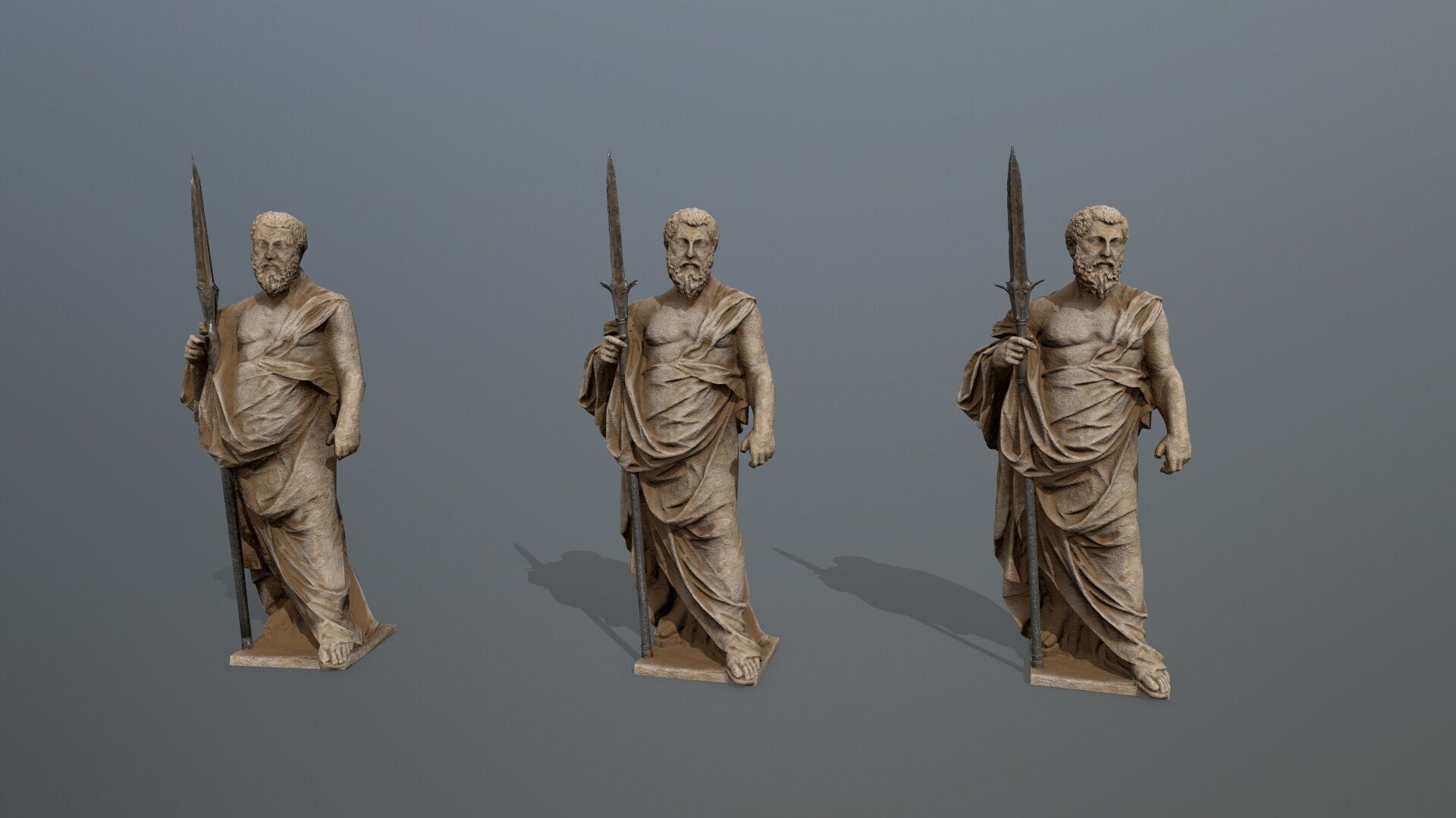 Man Statue Low-poly 3D model_12
