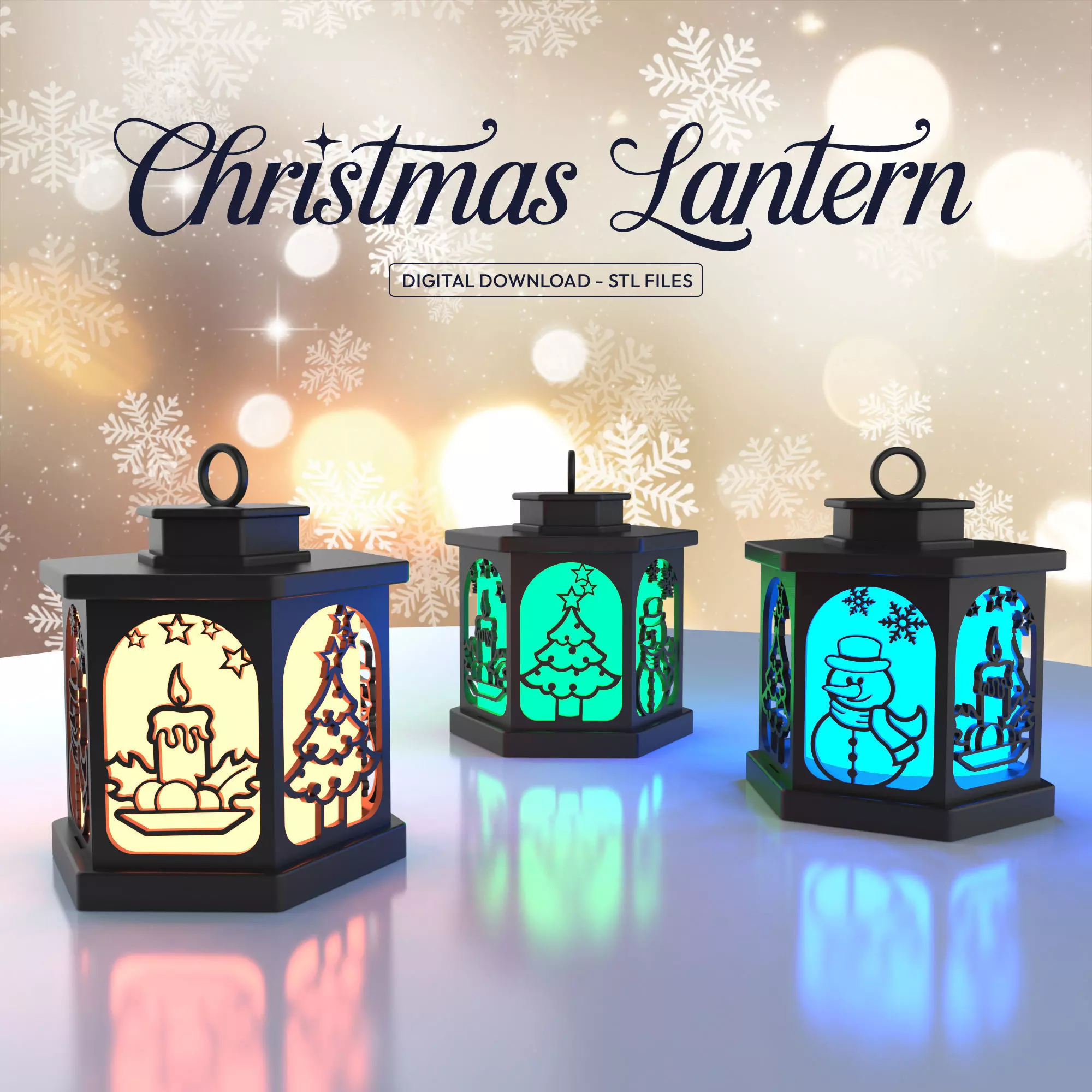 3D Christmas Lamp - Christmas Lantern - Night Light 3D print model_0