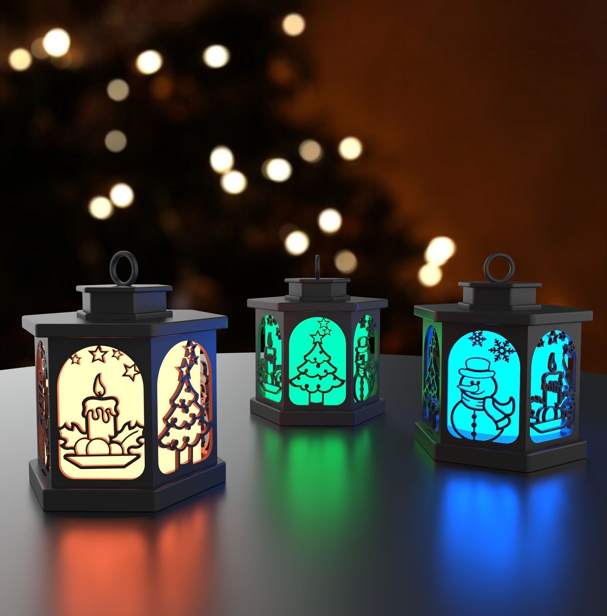 3D Christmas Lamp - Christmas Lantern - Night Light 3D print model_2
