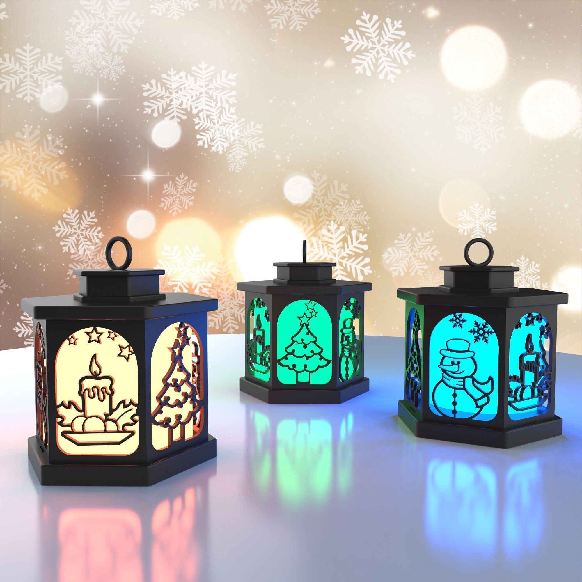 3D Christmas Lamp - Christmas Lantern - Night Light 3D print model_6