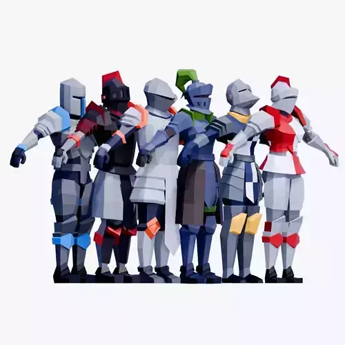 Low Poly Medieval Knights - Animated and Rigged Low-poly 3D model