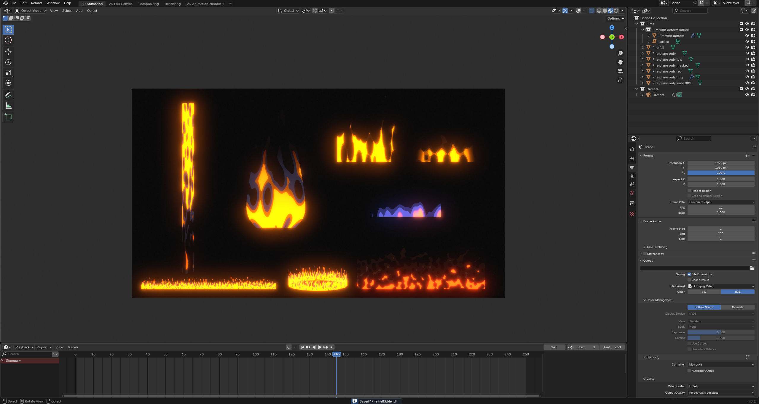 Stylized fire Blender Eevee Next for 2d animation 3D model_11