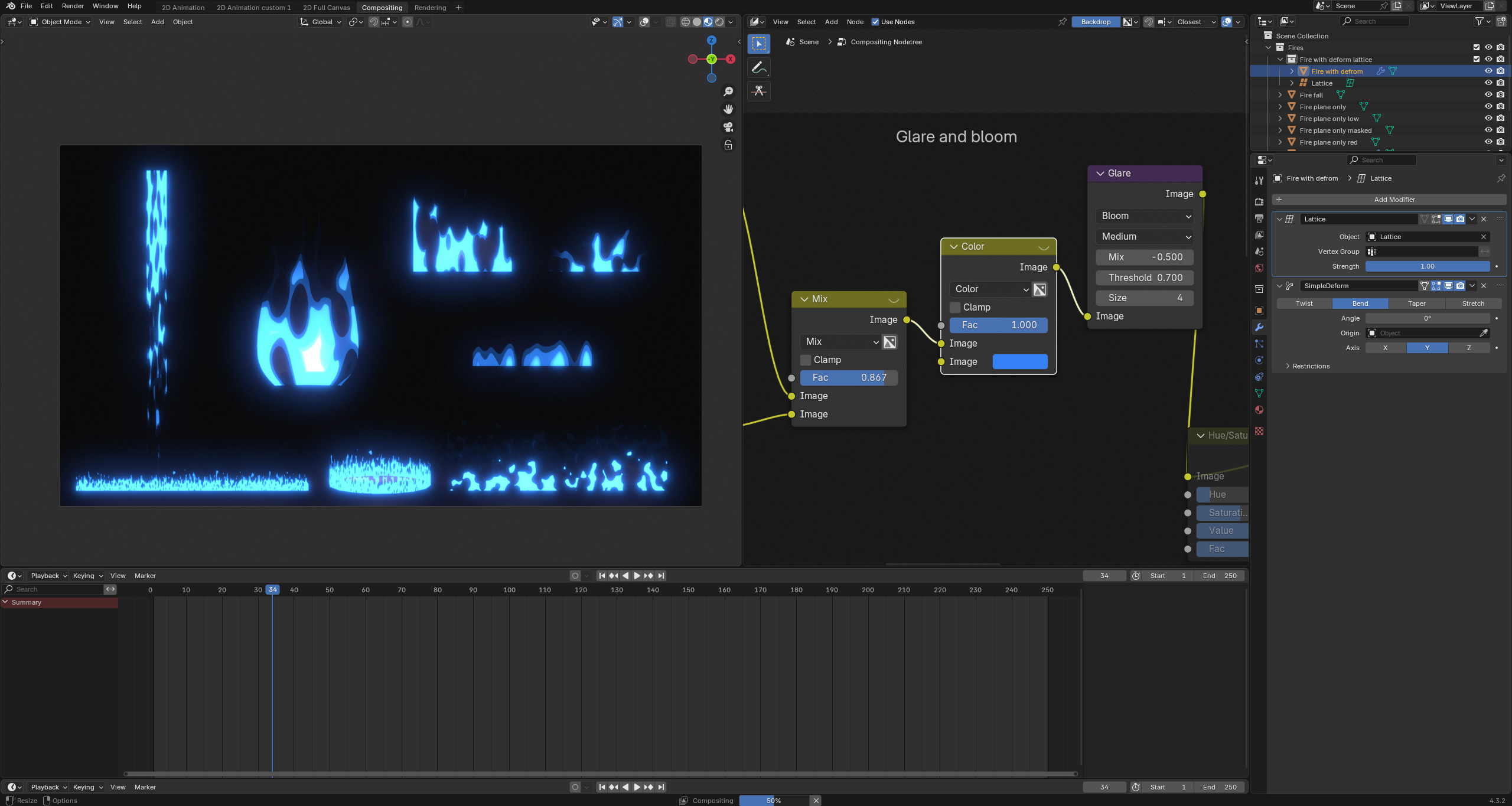 Stylized fire Blender Eevee Next for 2d animation 3D model_9