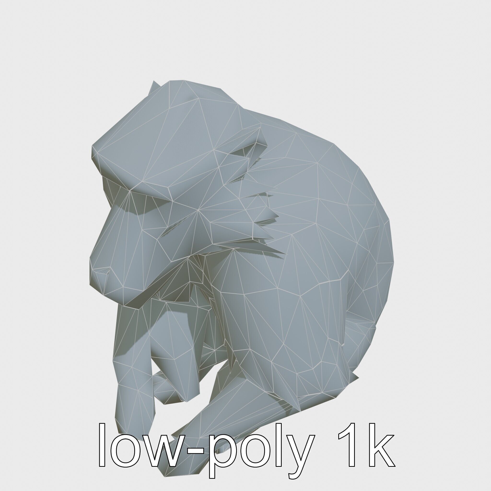 Hamadryas Baboon 3D Model with Detailed Manes and Pink Face Low-poly 3D model_30