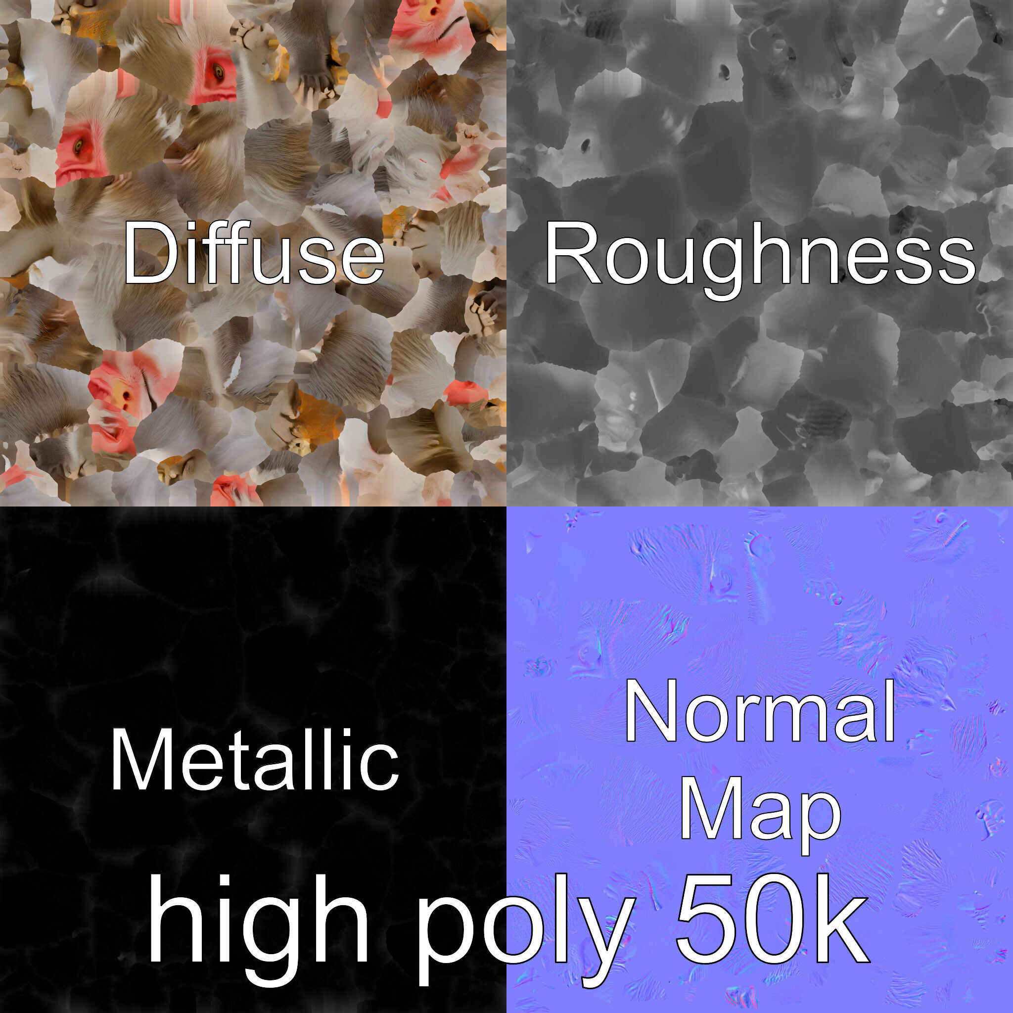 Hamadryas Baboon 3D Model with Detailed Manes and Pink Face Low-poly 3D model_29