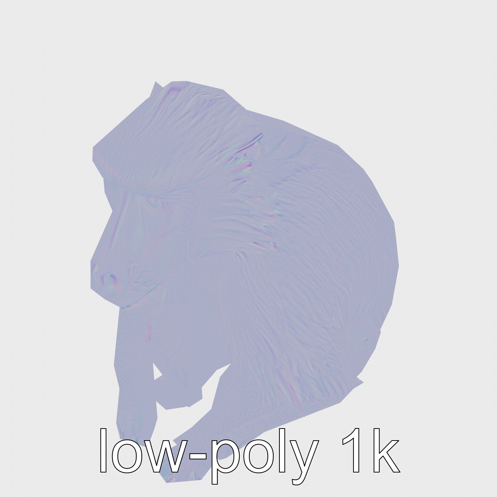 Hamadryas Baboon 3D Model with Detailed Manes and Pink Face Low-poly 3D model_15