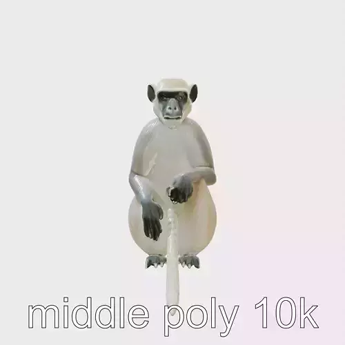 Langur Monkey 3D Model with Textured Detail