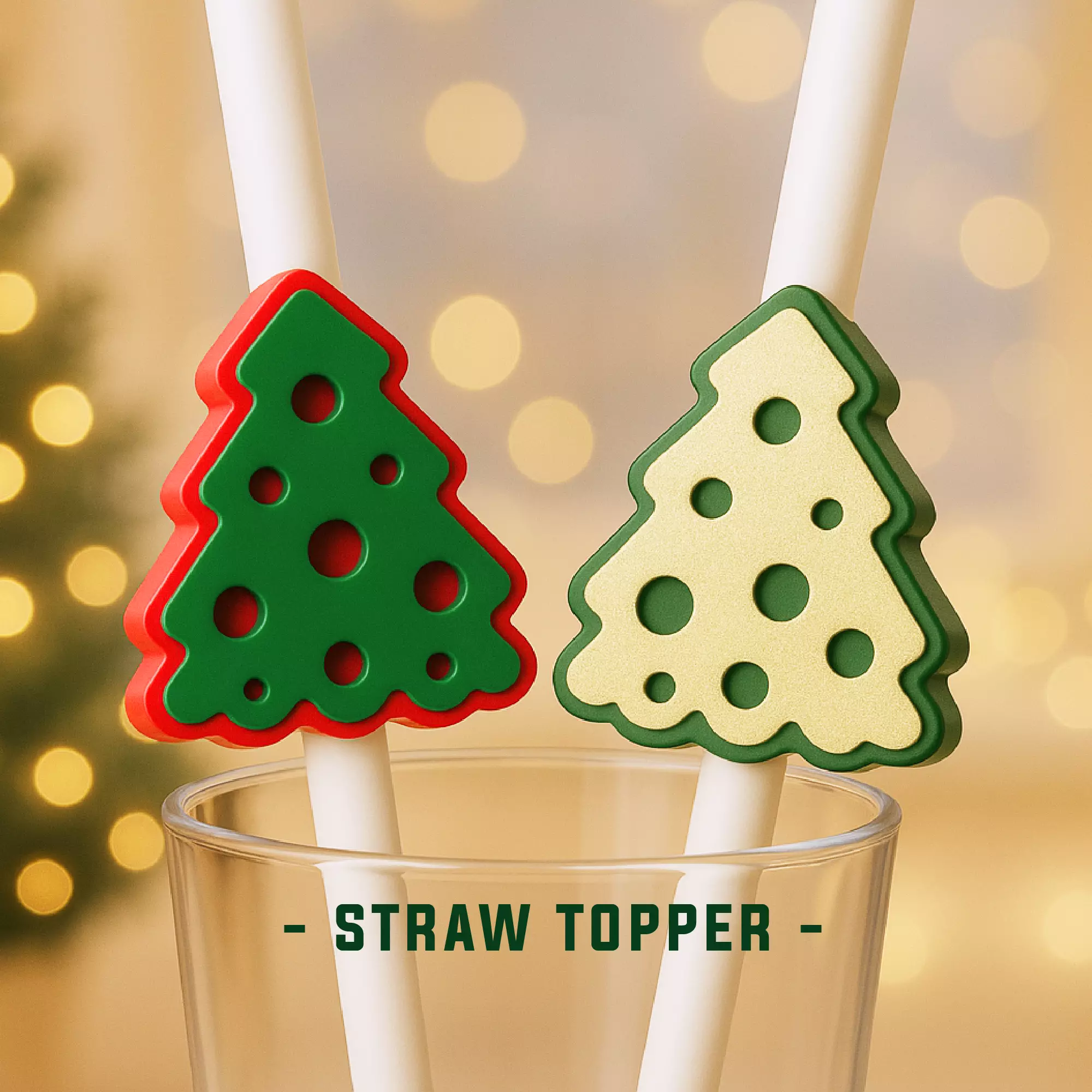 Christmas Straw Topper - Christmas Tree - 10mm 3D print model_2