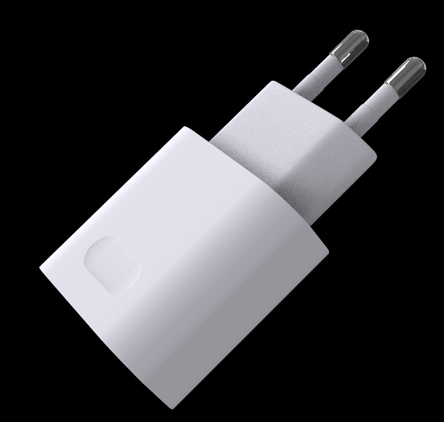 Phone charger white 3D model_2