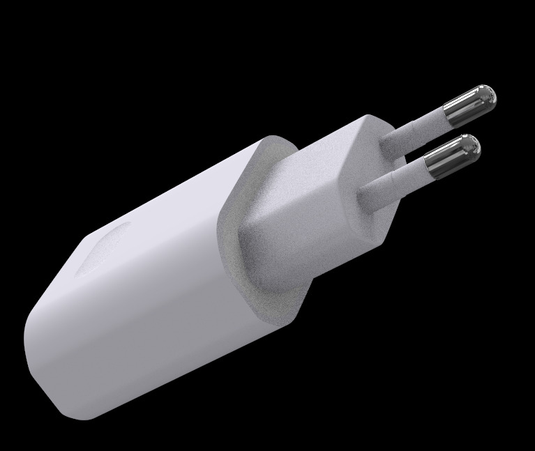 Phone charger white 3D model_4