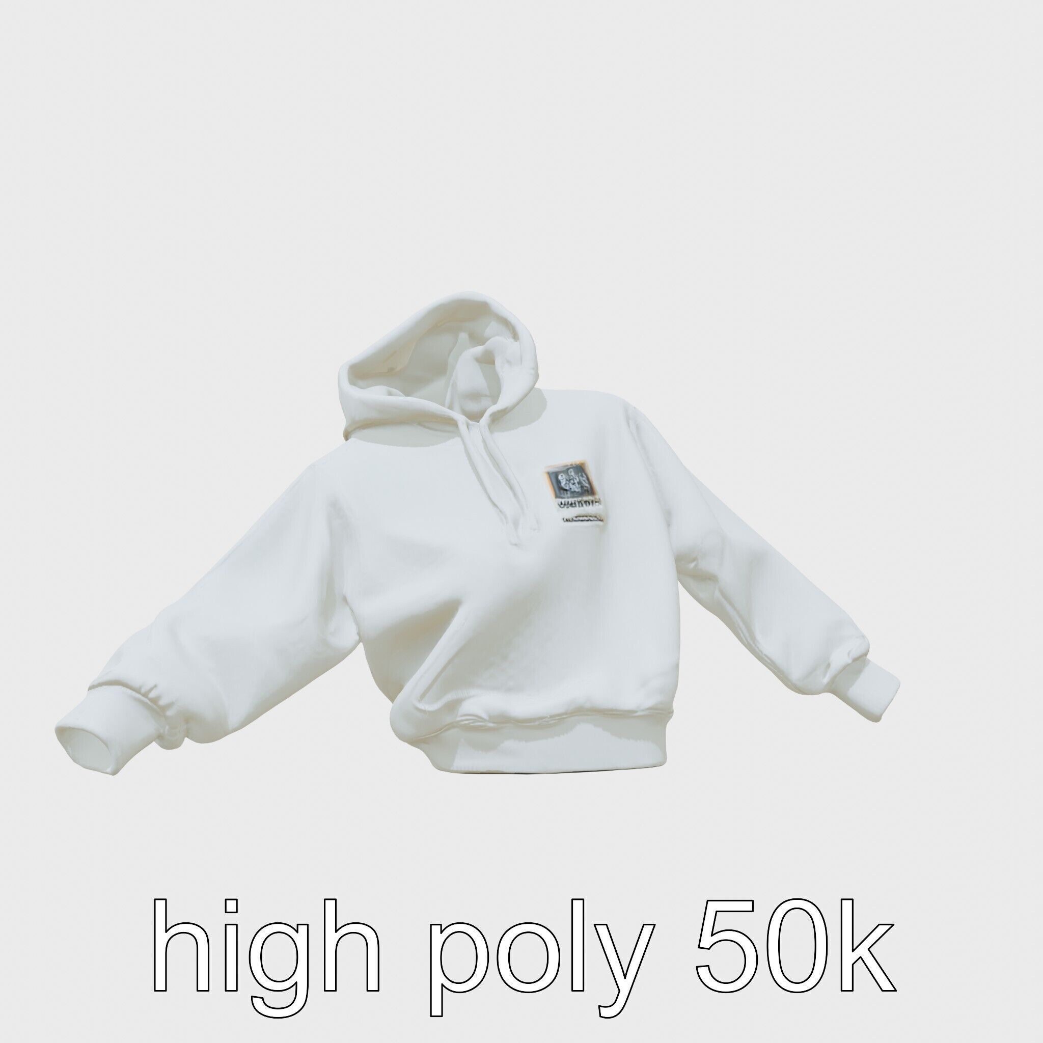 Hoodie with Chest Print Model Low-poly 3D model_21