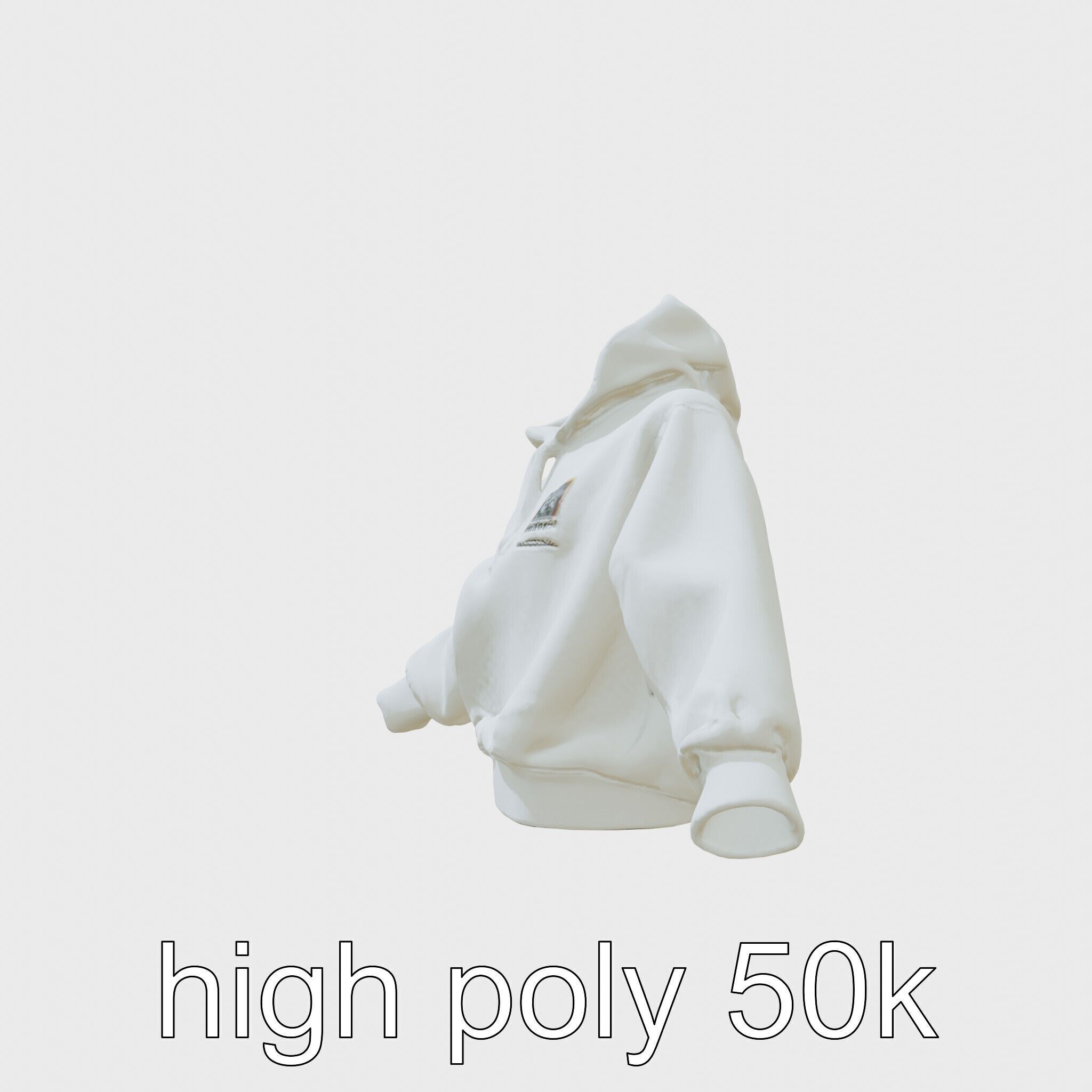 Hoodie with Chest Print Model Low-poly 3D model_5