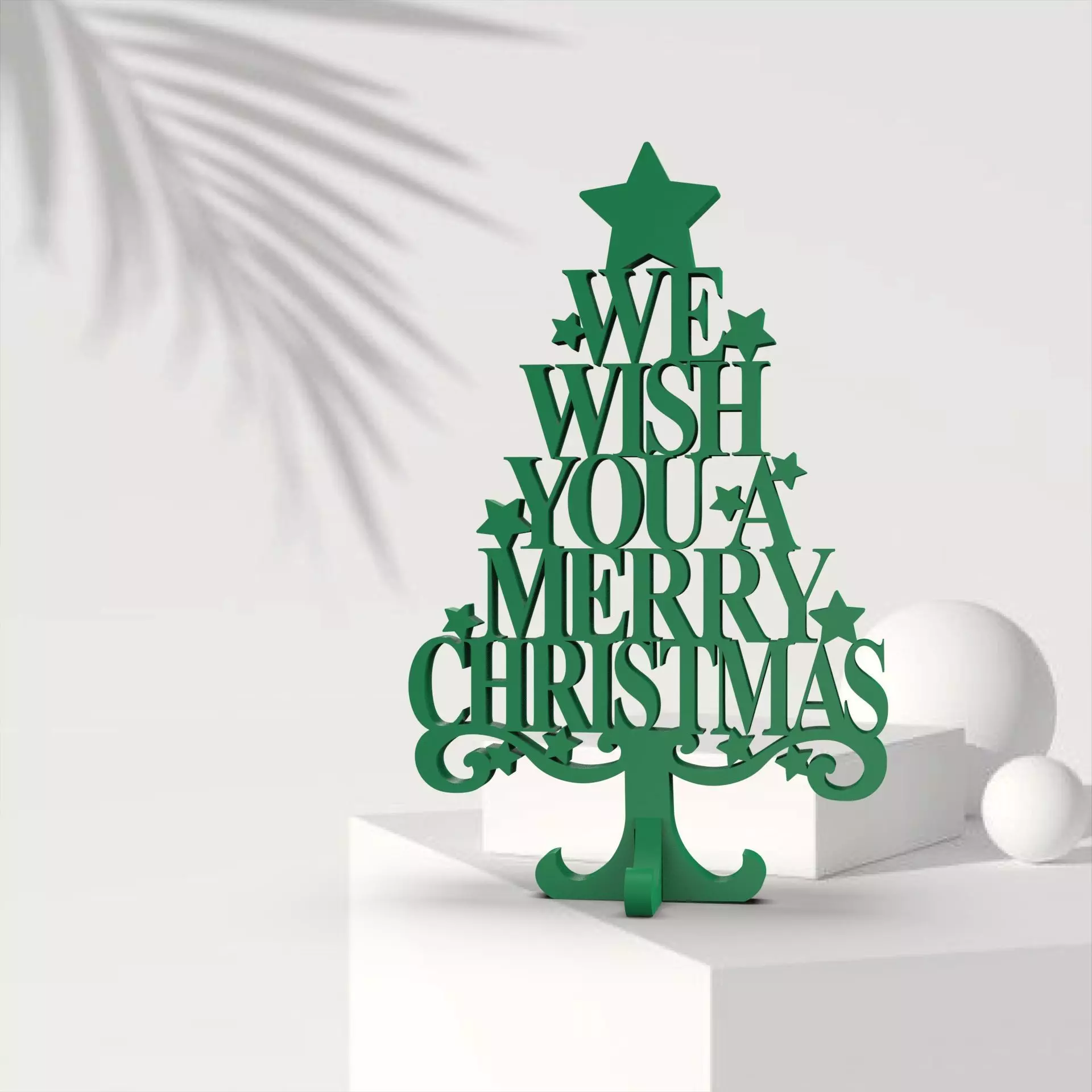 3D Text Christmas Tree - We Wish You A Merry Christmas 3D print model_0