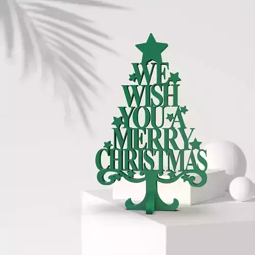 3D Text Christmas Tree - We Wish You A Merry Christmas 3D print model