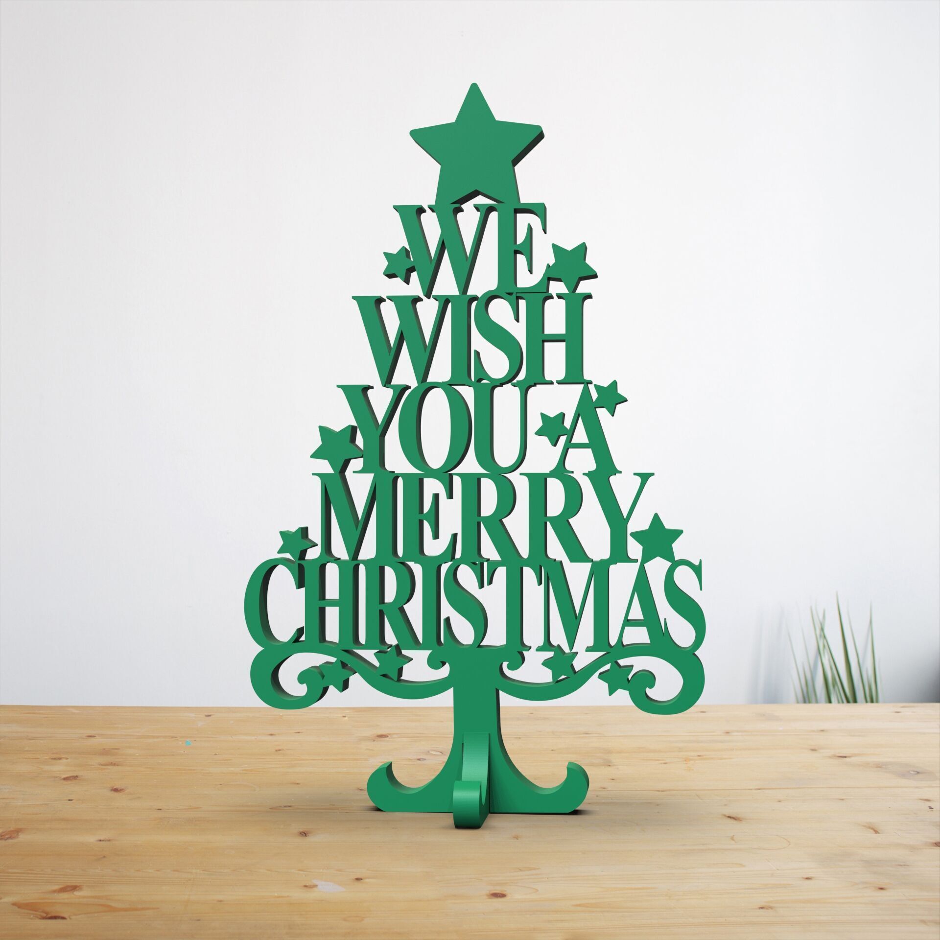 3D Text Christmas Tree - We Wish You A Merry Christmas 3D print model_4