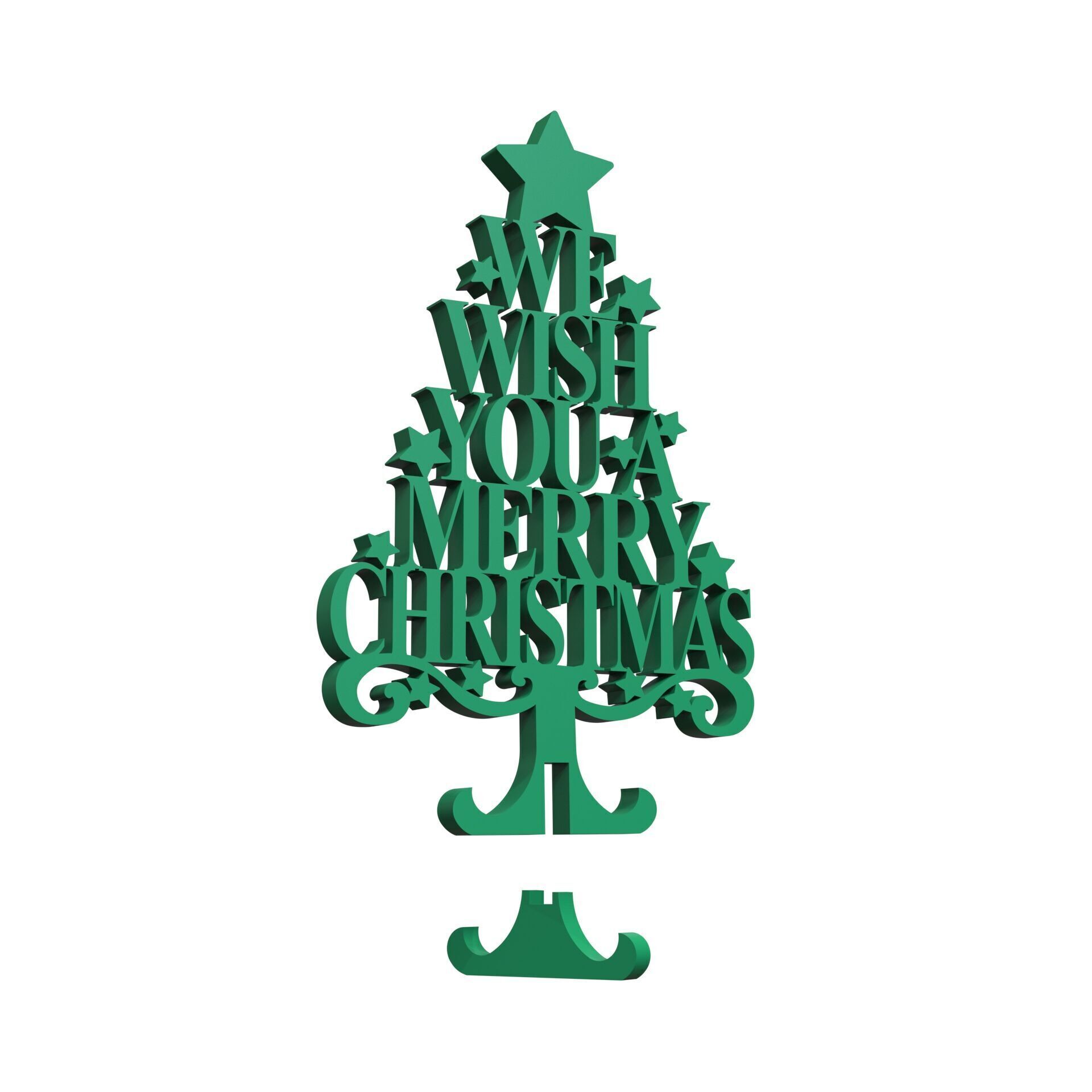 3D Text Christmas Tree - We Wish You A Merry Christmas 3D print model_3