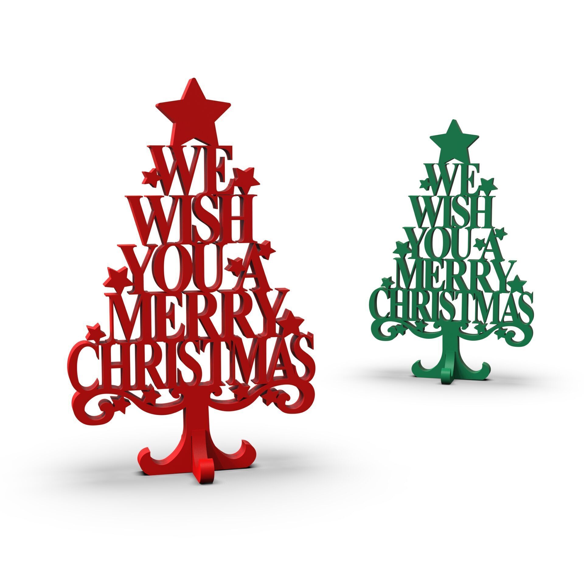 3D Text Christmas Tree - We Wish You A Merry Christmas 3D print model_2