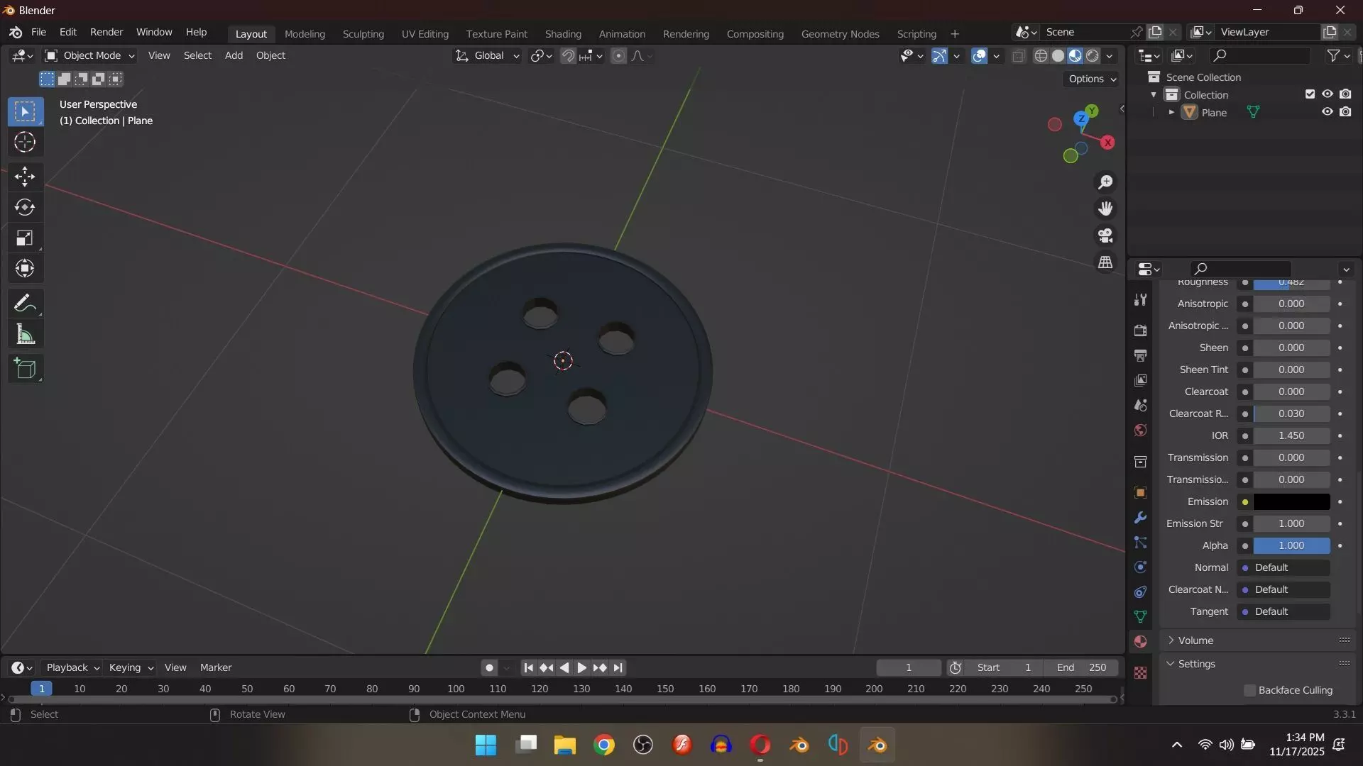 Button Free low-poly 3D model