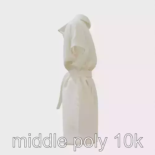 Midi Shirt Dress with Waist Belt 3D Model Low-poly 3D model