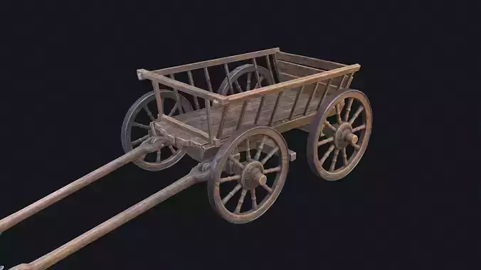 Medieval Cart 3 Low-poly 3D model