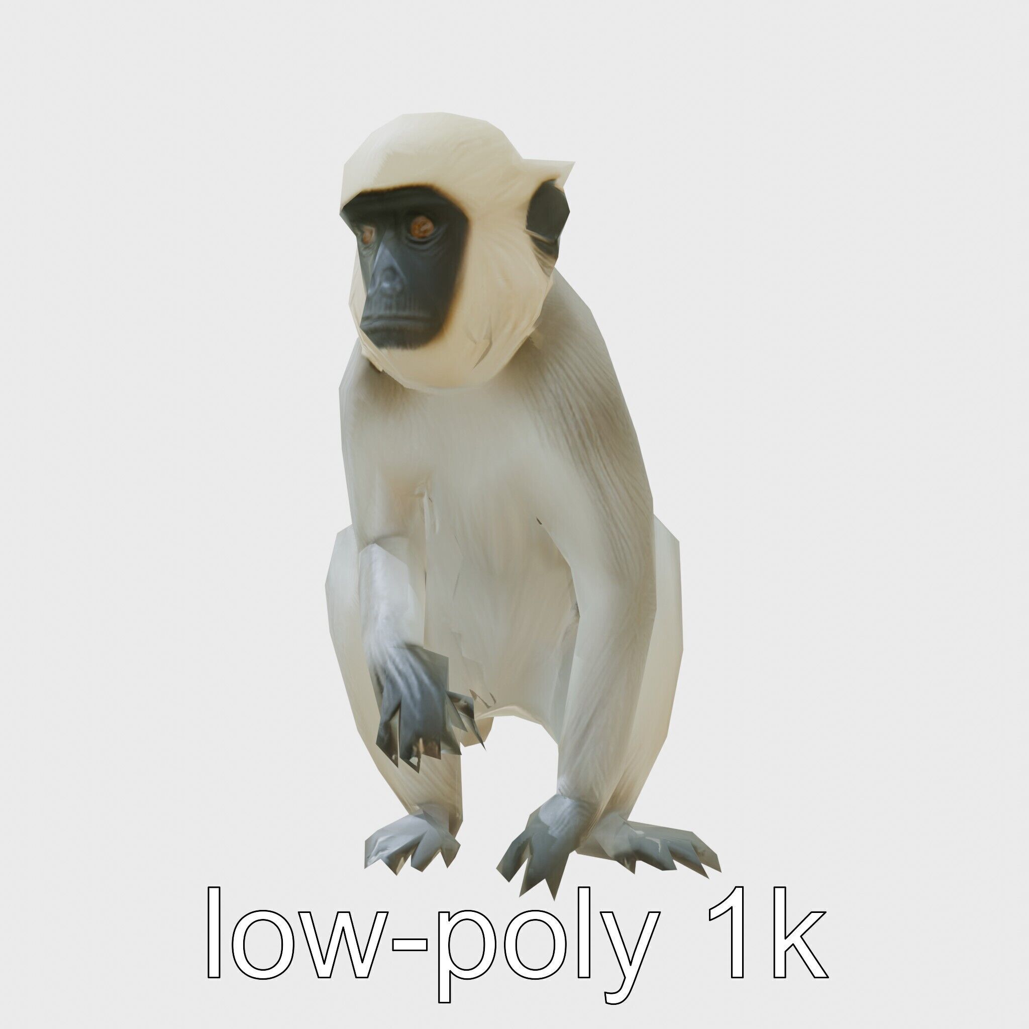 Silvery Gibbon 3D Model with Graceful Movements Low-poly 3D model_7