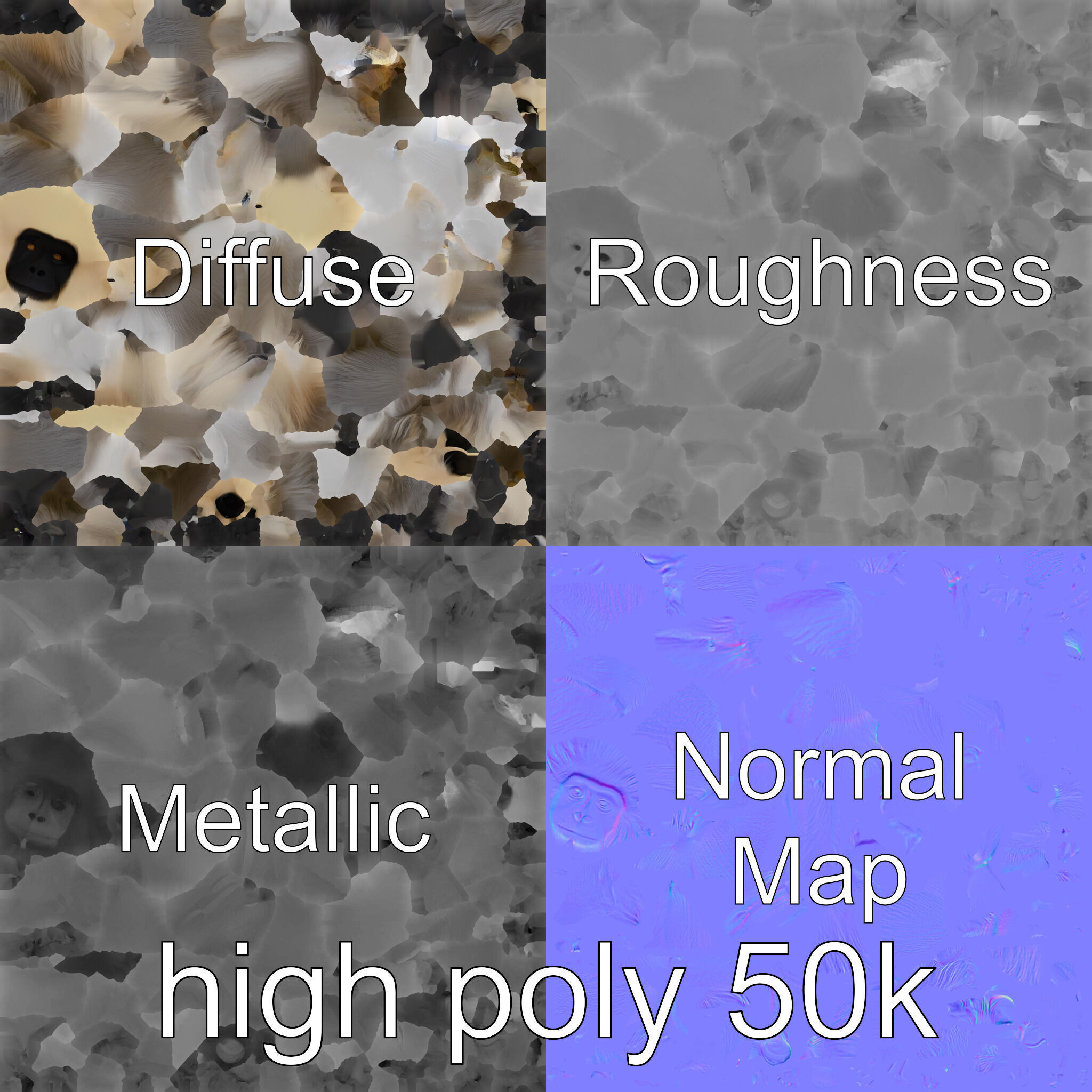 Silvery Gibbon 3D Model with Graceful Movements Low-poly 3D model_28