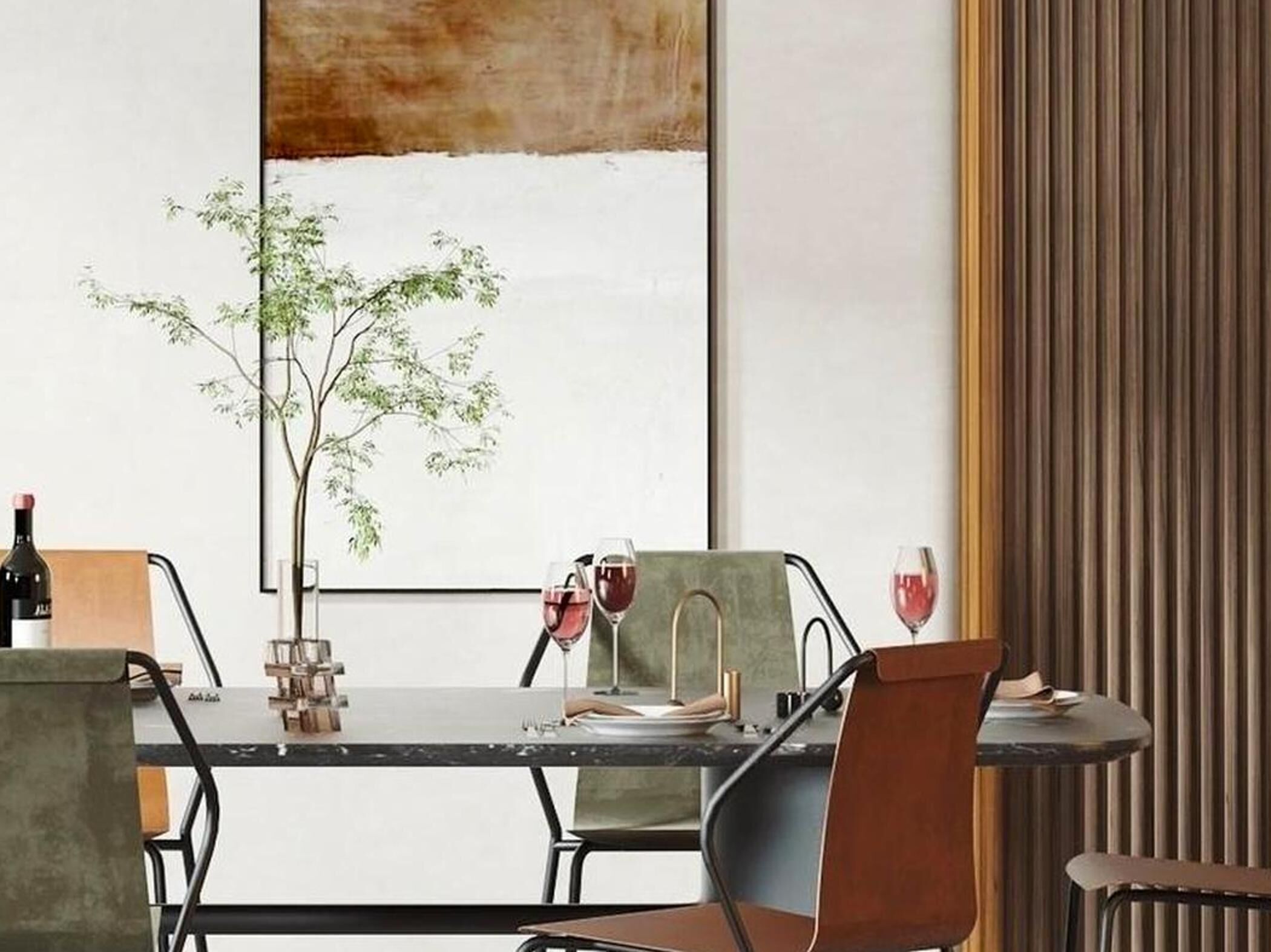 table and dining Modern combination 3D model_3