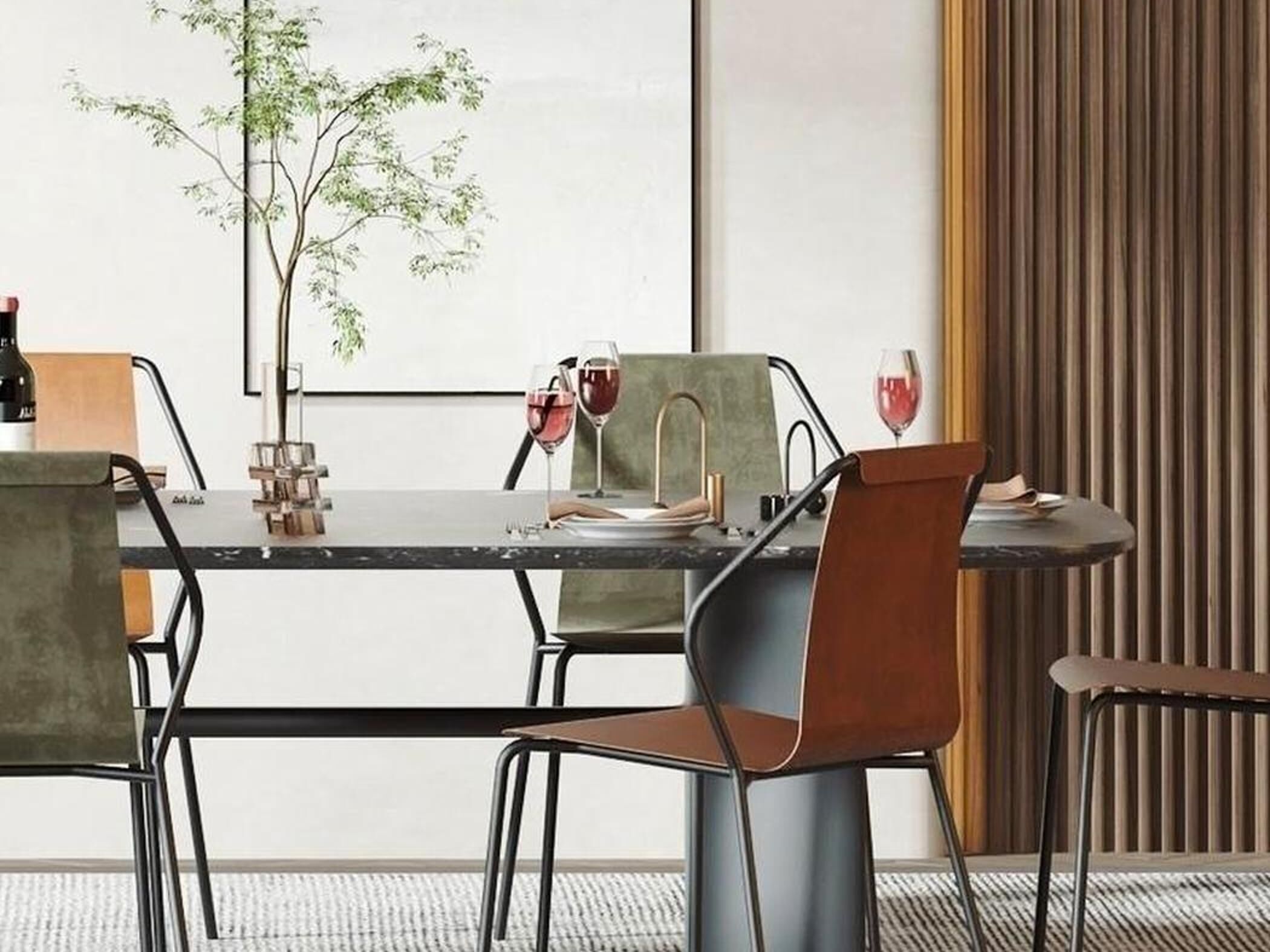 table and dining Modern combination 3D model_5