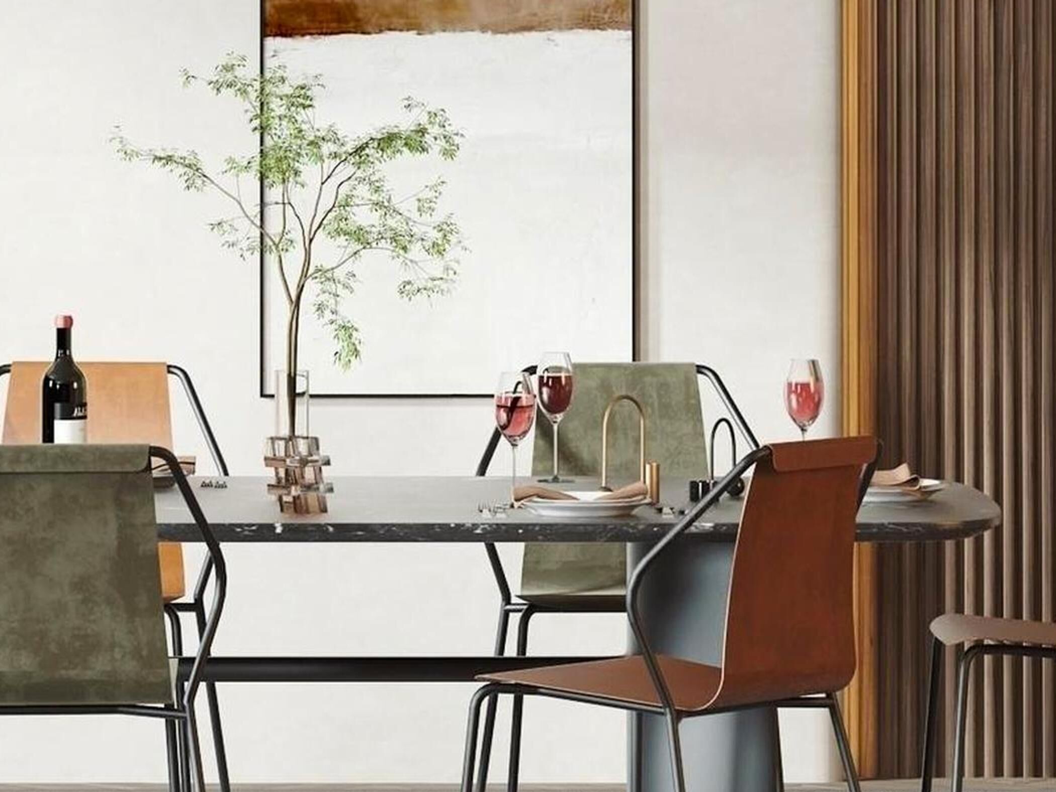 table and dining Modern combination 3D model_2