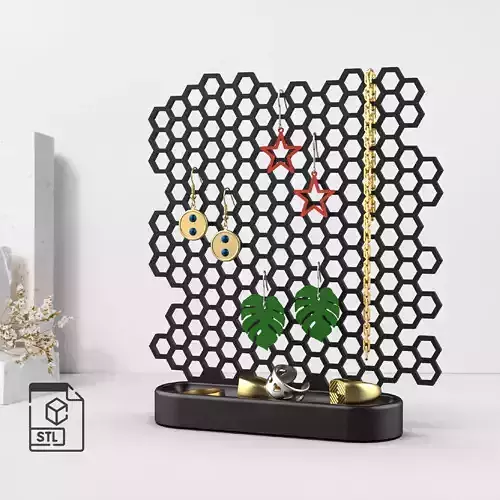 3D Honeycomb Jewelry Organizer 3D print model 3D Honeycomb Jewelry Organizer 3D print model