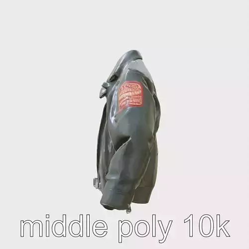 Leather Jacket with Original Patches and Metal Zippers