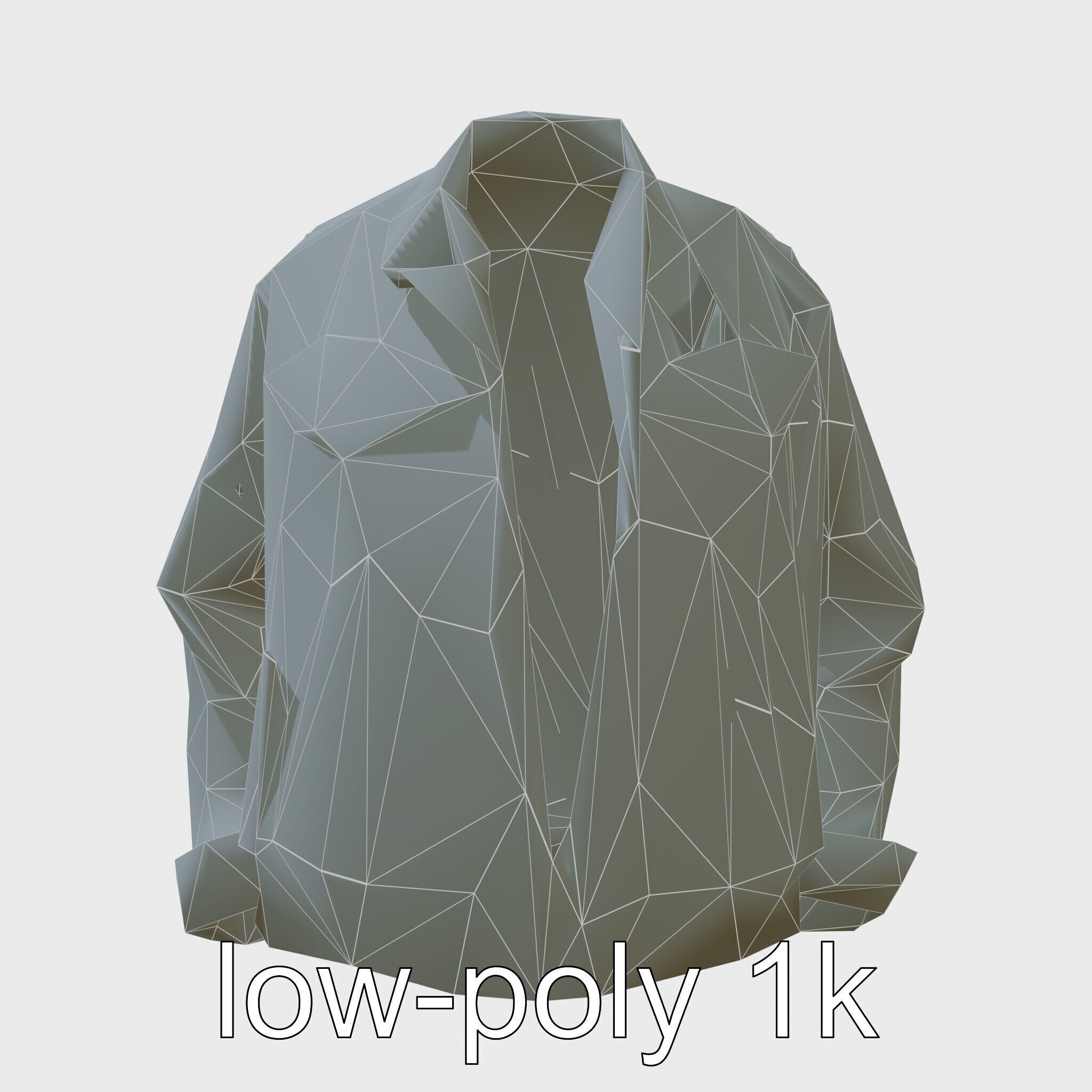 Stylish Denim Jacket with Distressed Features and Stud Accents Low-poly 3D model_10