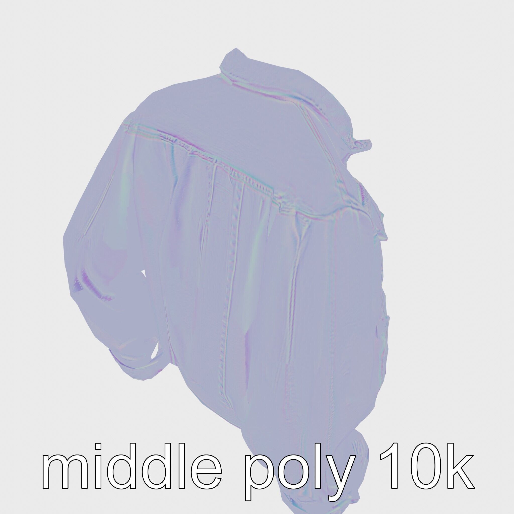 Stylish Denim Jacket with Distressed Features and Stud Accents Low-poly 3D model_26