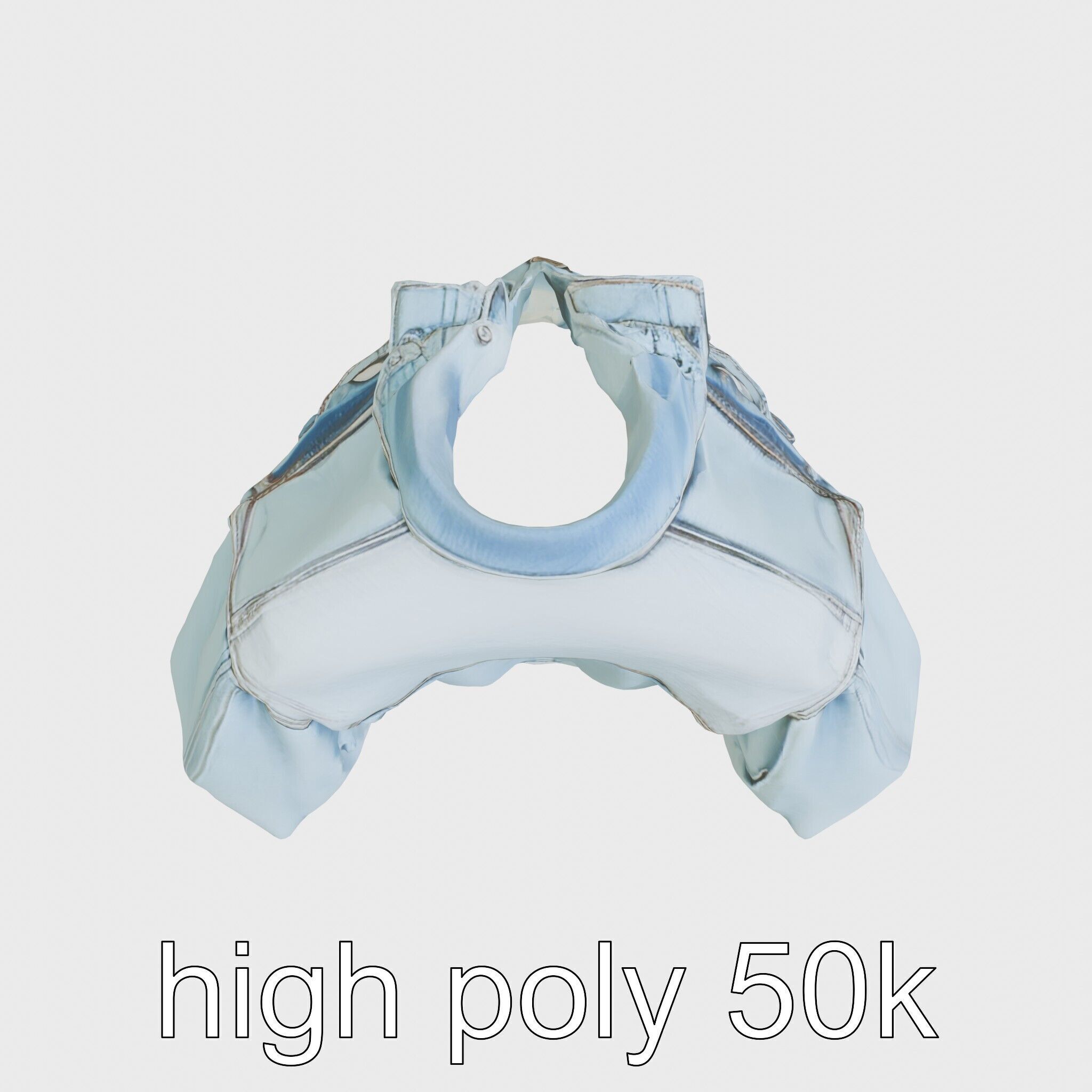 Stylish Denim Jacket with Distressed Features and Stud Accents Low-poly 3D model_24