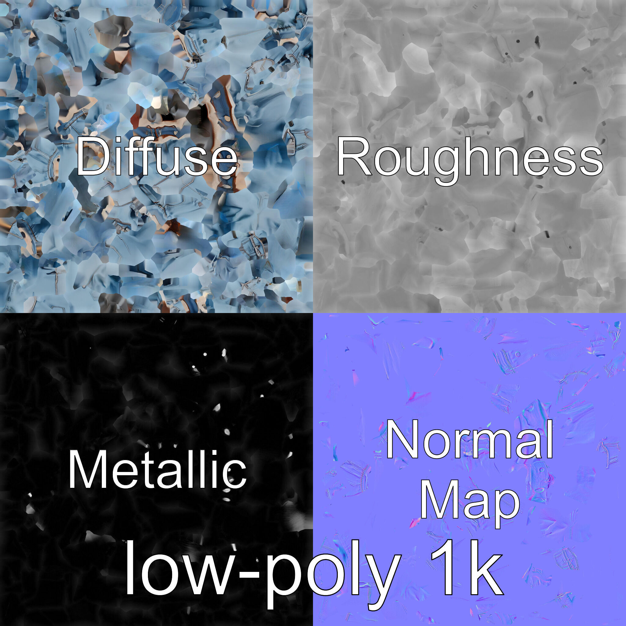 Stylish Denim Jacket with Distressed Features and Stud Accents Low-poly 3D model_4