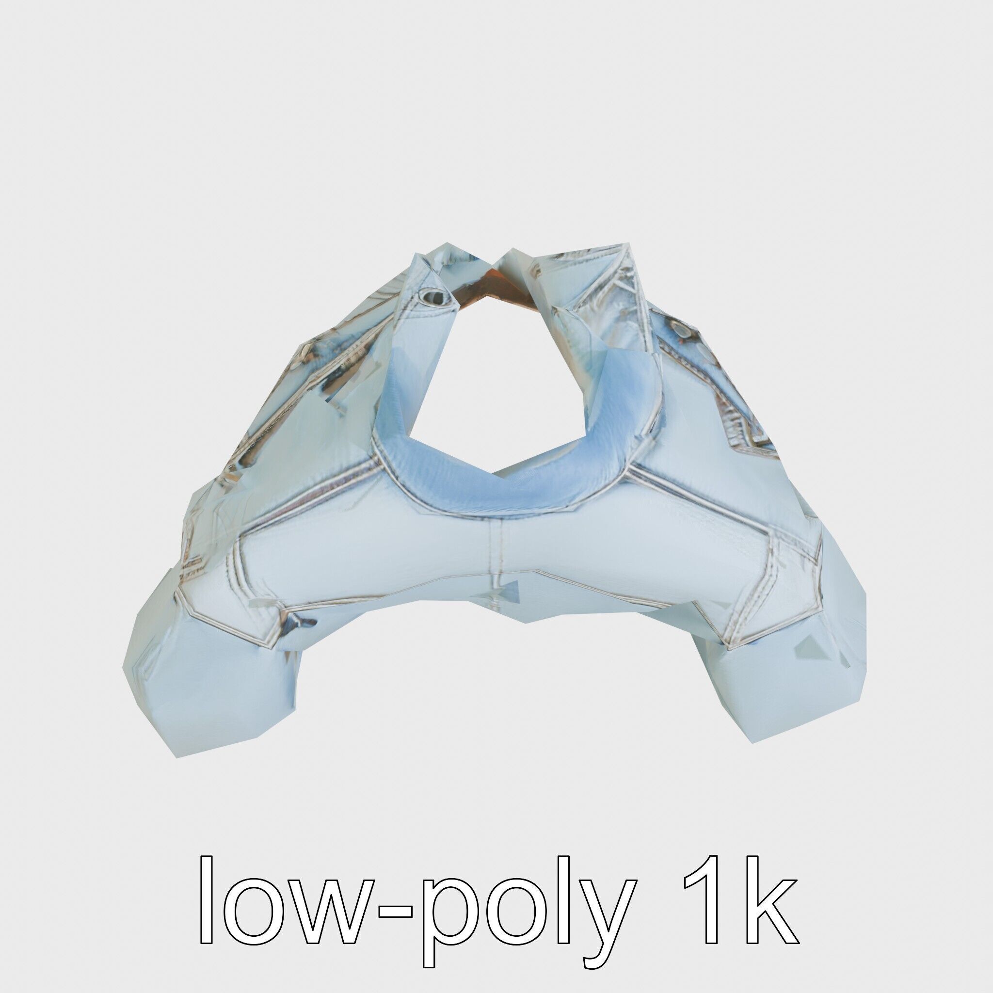 Stylish Denim Jacket with Distressed Features and Stud Accents Low-poly 3D model_14