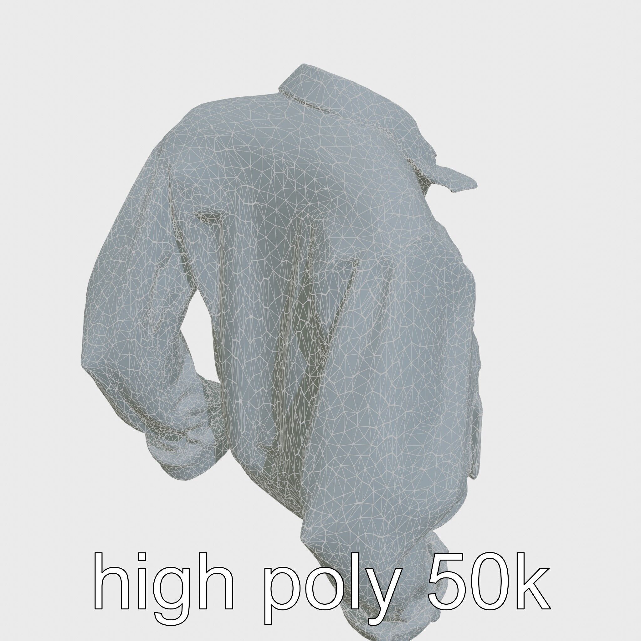 Stylish Denim Jacket with Distressed Features and Stud Accents Low-poly 3D model_17