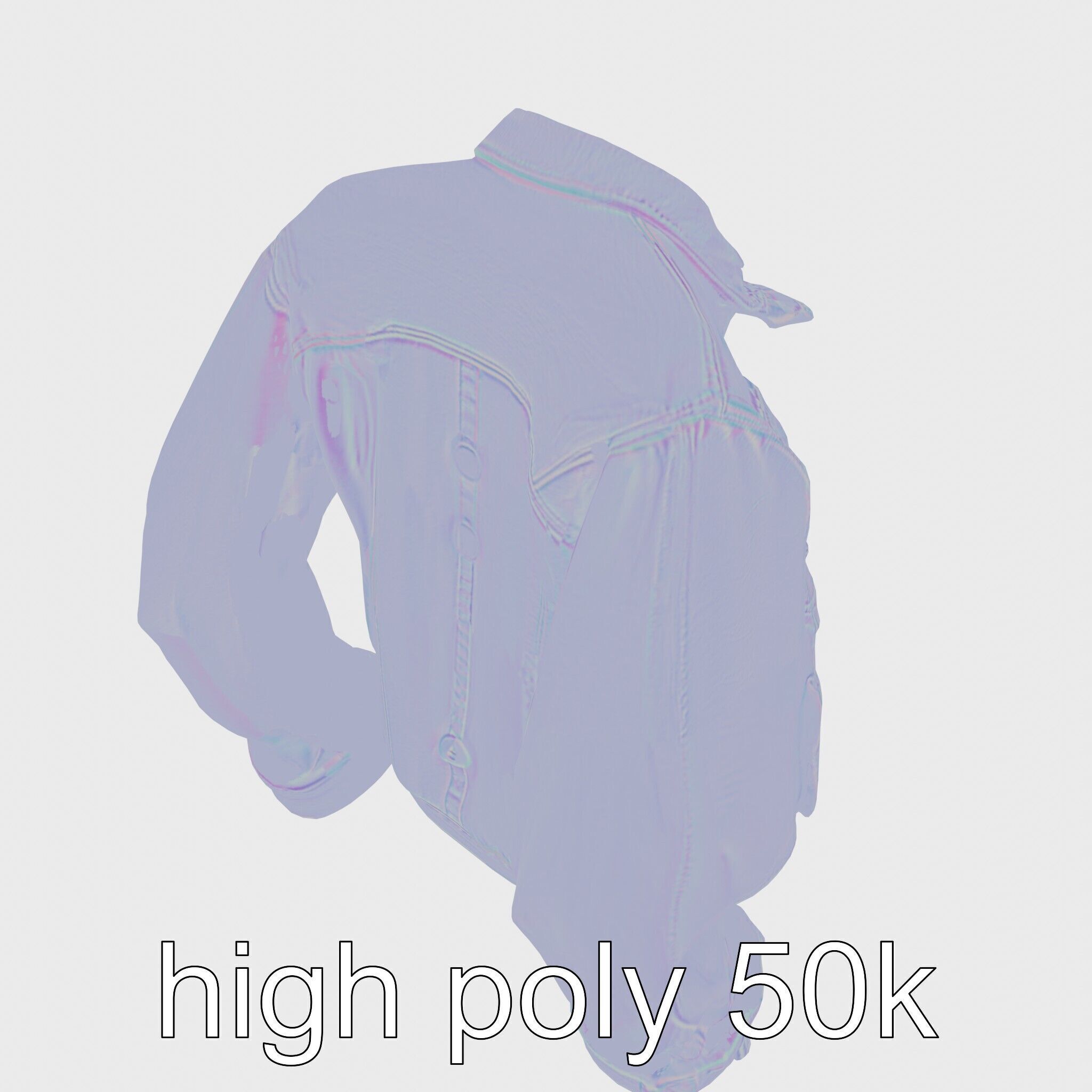 Stylish Denim Jacket with Distressed Features and Stud Accents Low-poly 3D model_23