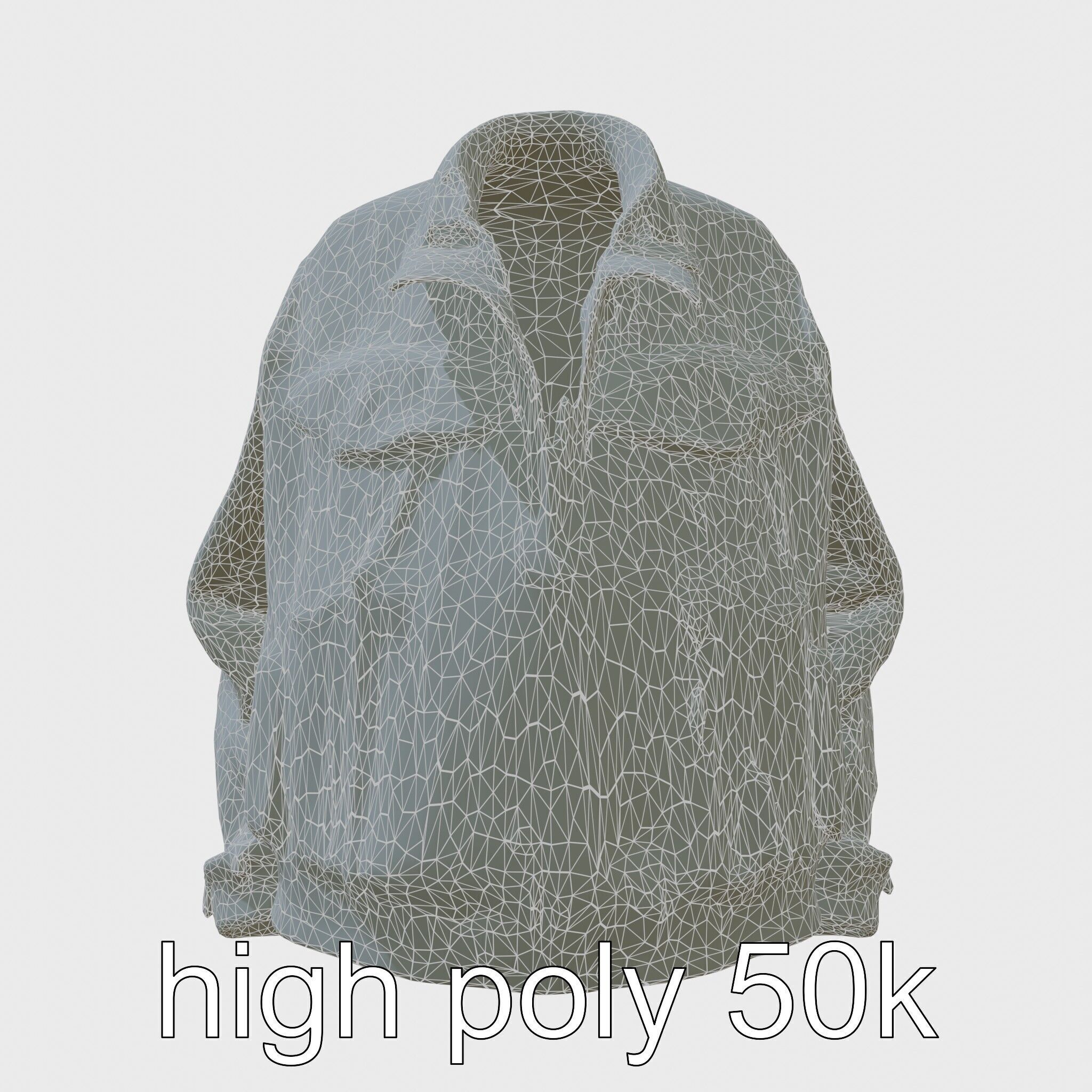 Stylish Denim Jacket with Distressed Features and Stud Accents Low-poly 3D model_5