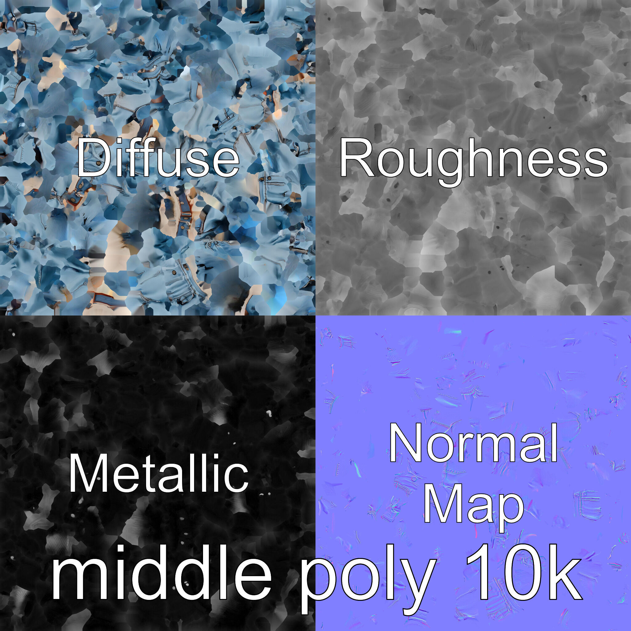 Stylish Denim Jacket with Distressed Features and Stud Accents Low-poly 3D model_20