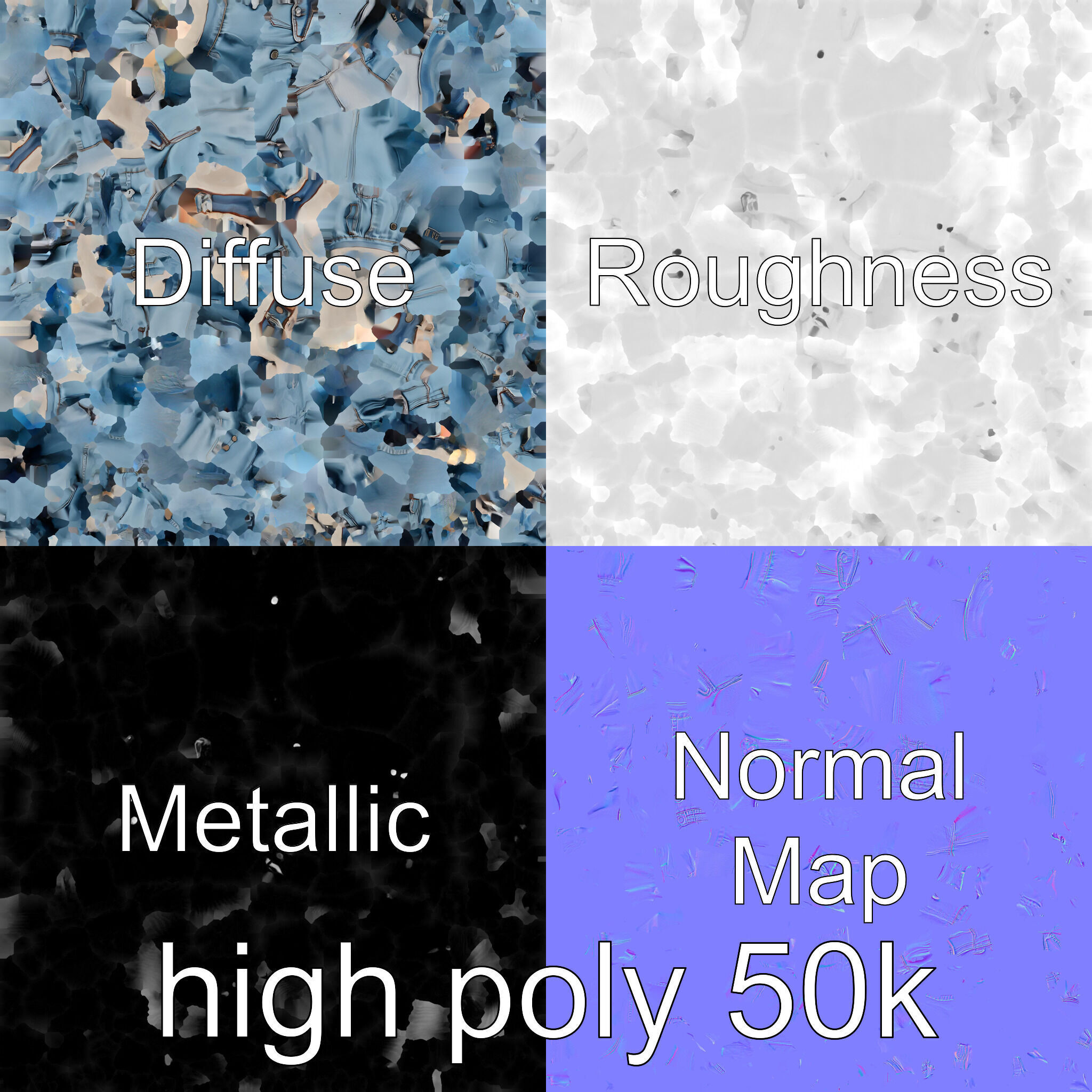 Stylish Denim Jacket with Distressed Features and Stud Accents Low-poly 3D model_30