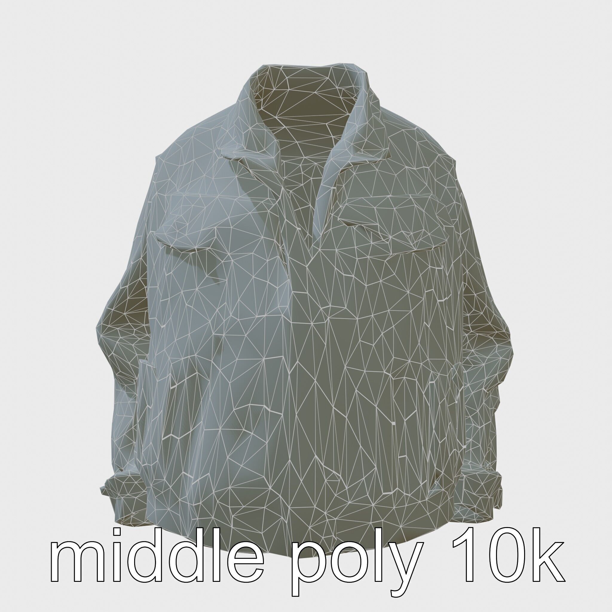 Stylish Denim Jacket with Distressed Features and Stud Accents Low-poly 3D model_31