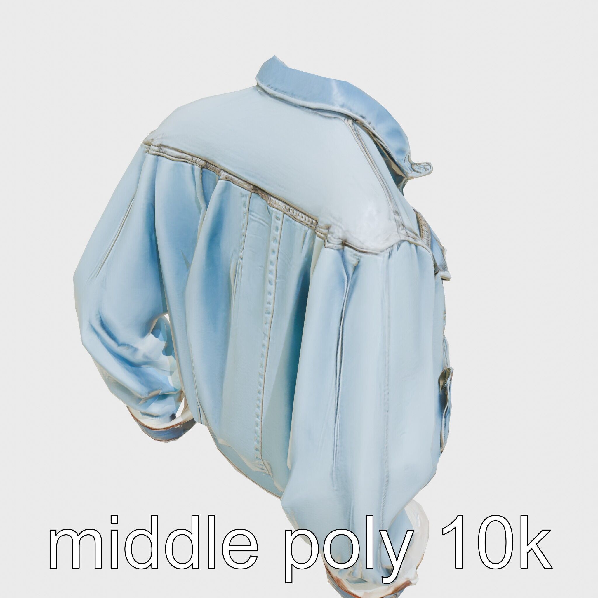 Stylish Denim Jacket with Distressed Features and Stud Accents Low-poly 3D model_22