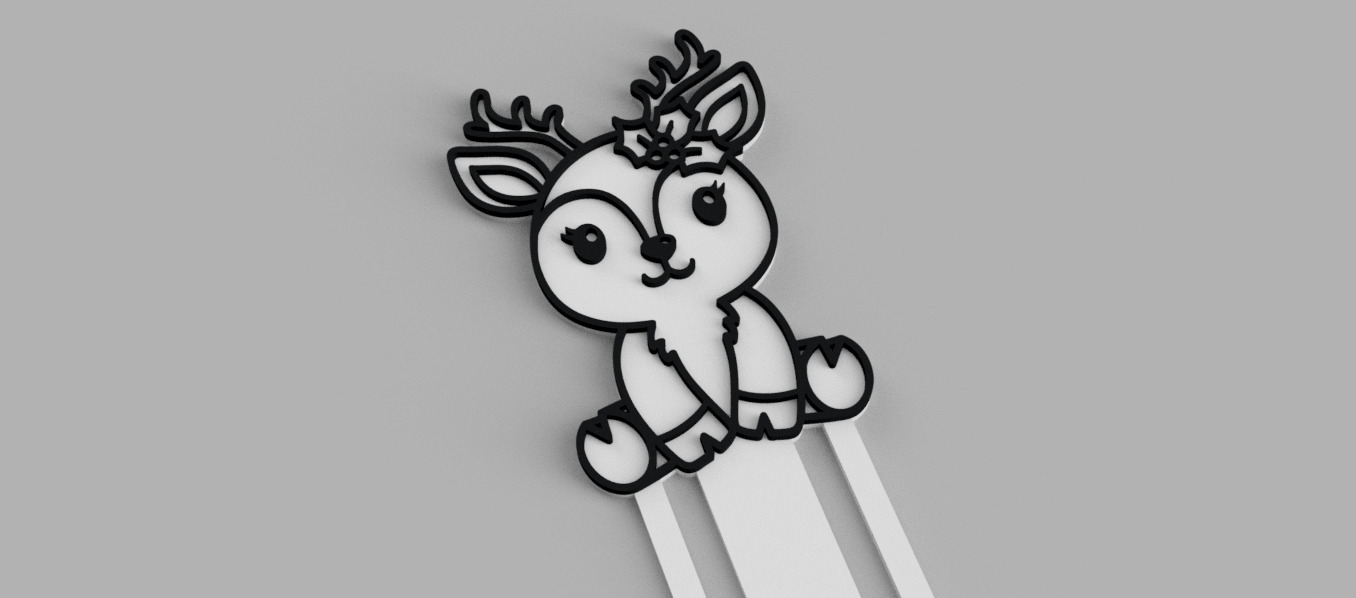 Baby Reindeer Christmas Santa Claus Bookmark 3D print model_1