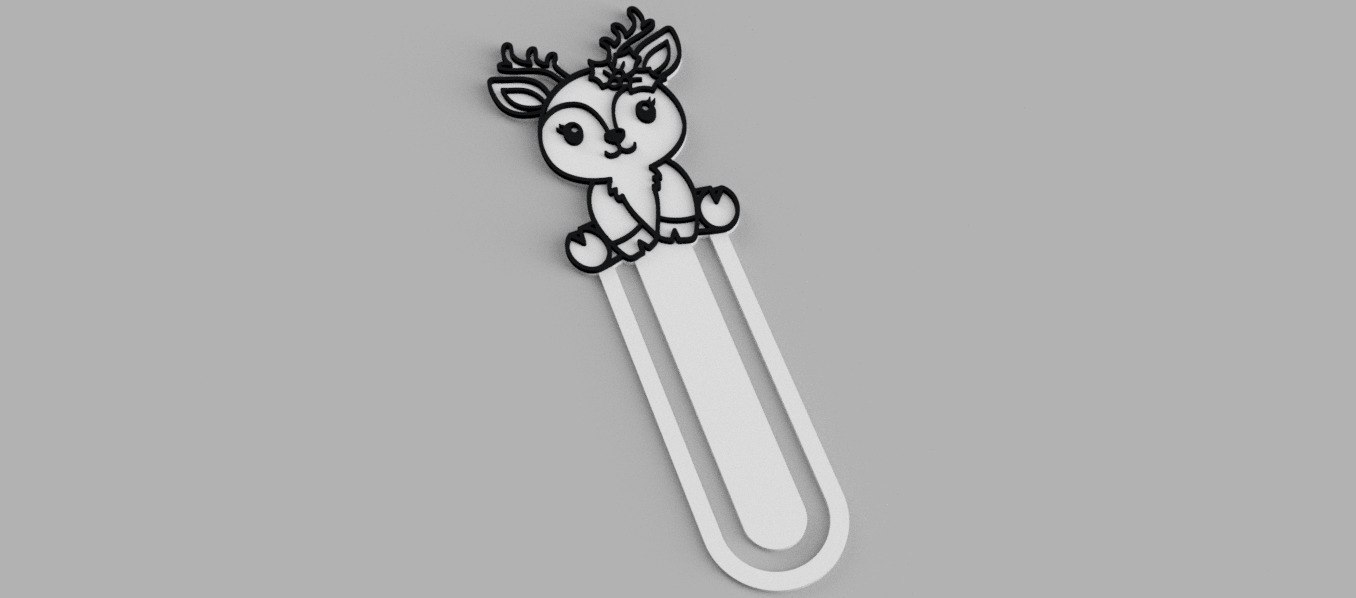 Baby Reindeer Christmas Santa Claus Bookmark 3D print model_2