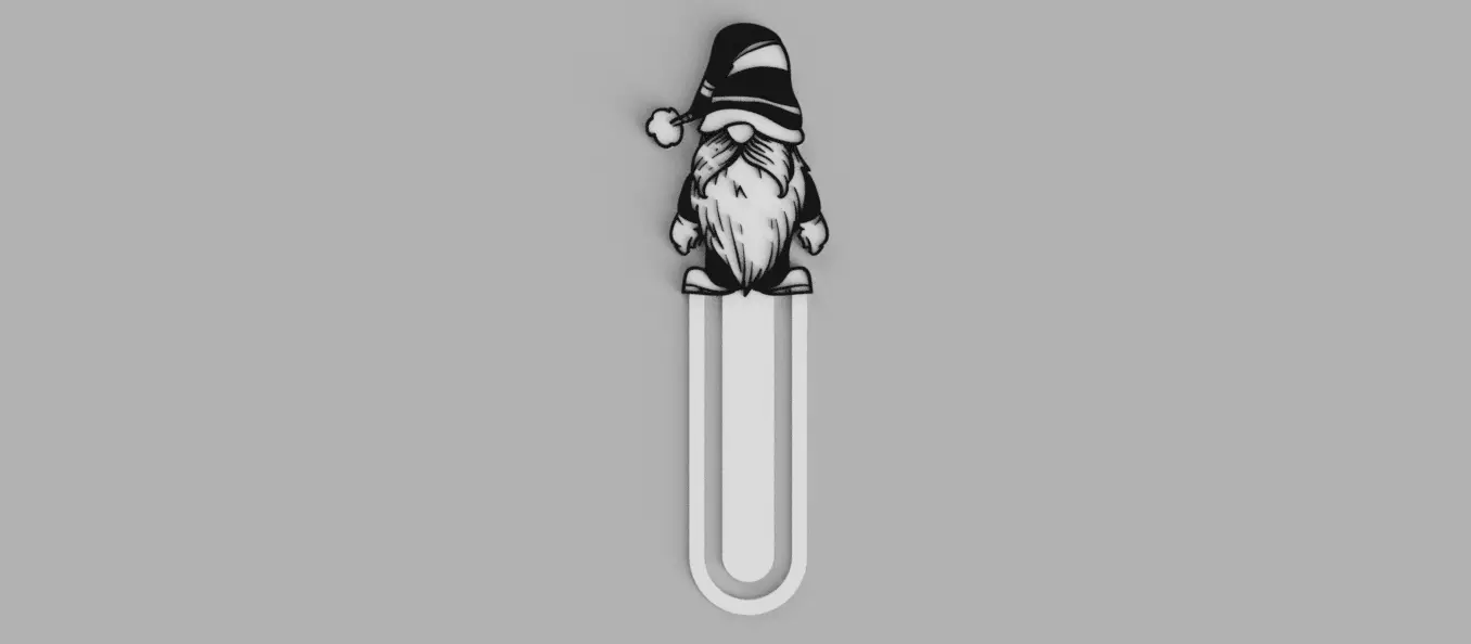 Christmas Gnome Santa Claus Bookmark 3D print model_0