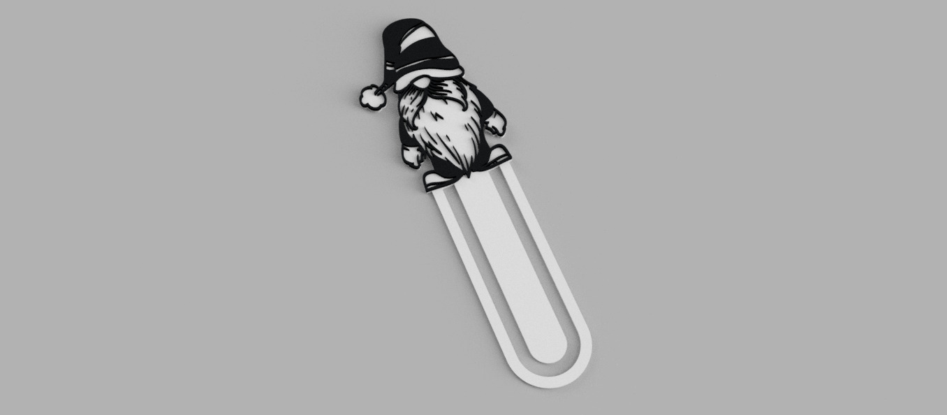 Christmas Gnome Santa Claus Bookmark 3D print model_2