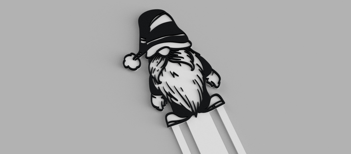 Christmas Gnome Santa Claus Bookmark 3D print model_1