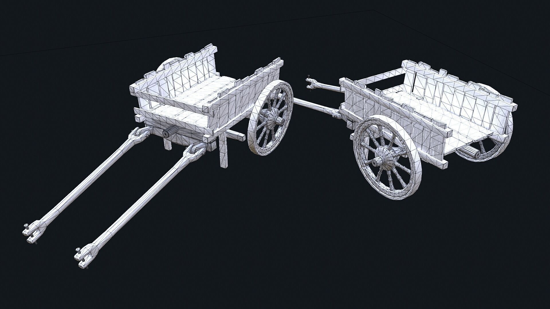 Medieval Cart 4 Low-poly 3D model_8