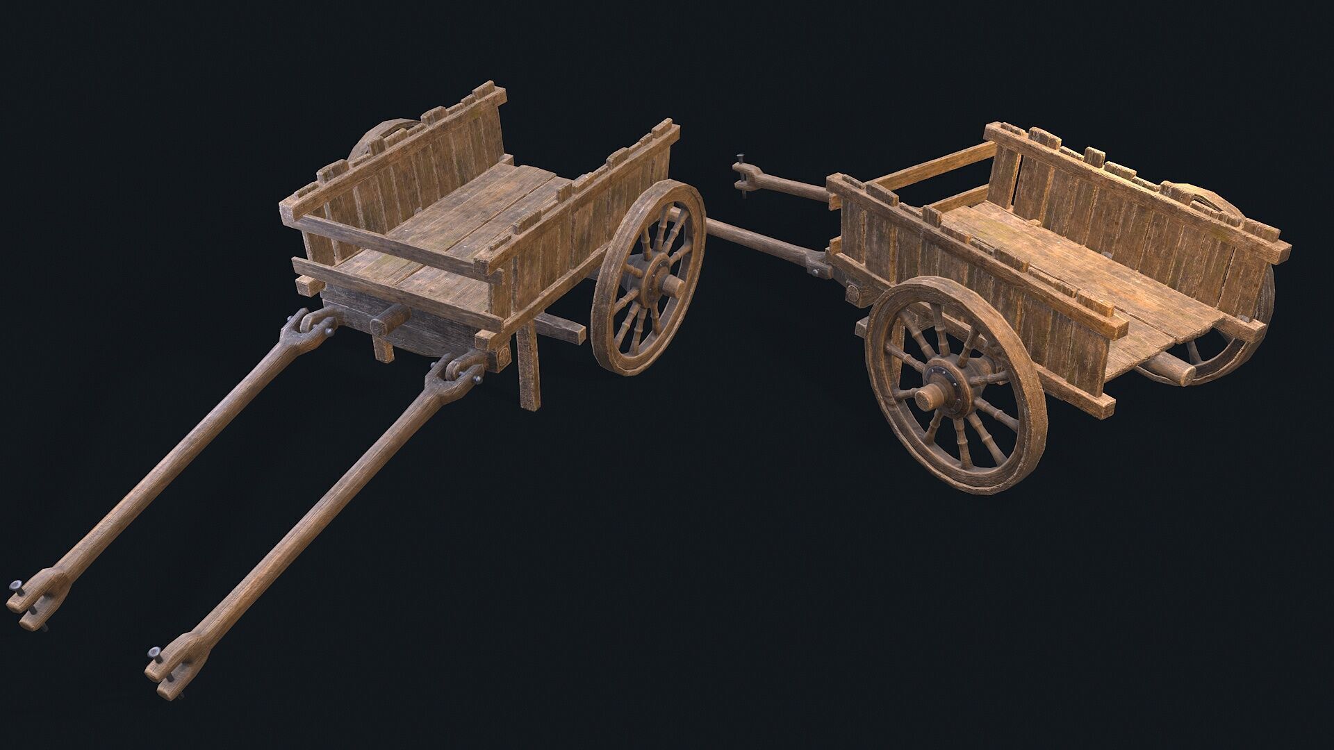 Medieval Cart 4 Low-poly 3D model_3